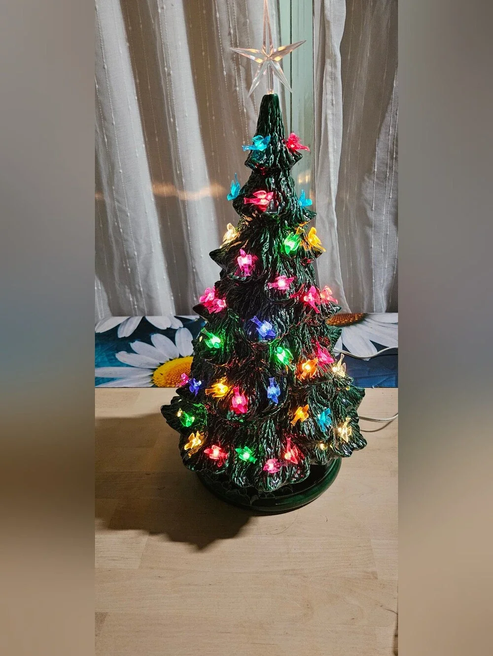 Multicolor Ceramic Tabletop Christmas Tree 20 inch with Star Topper